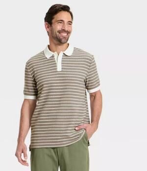Goodfellow & Co. - Men's - Striped Polo Shirt - Tan - Size Small - NWT